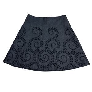 Suzanne Sevier Rowland Custom Skirts Gray Eyelet Swirl Cutout ALine Career 10/12